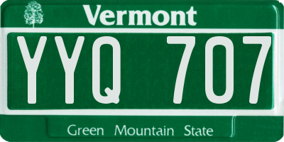 VT license plate YYQ707