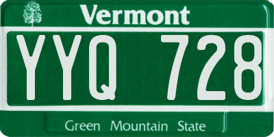 VT license plate YYQ728