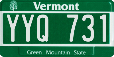 VT license plate YYQ731