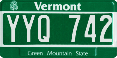 VT license plate YYQ742
