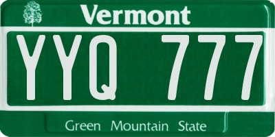 VT license plate YYQ777