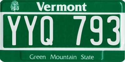 VT license plate YYQ793