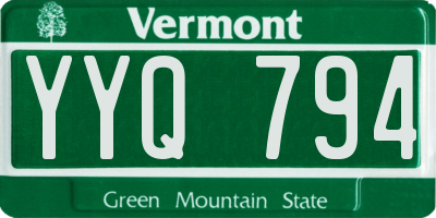 VT license plate YYQ794