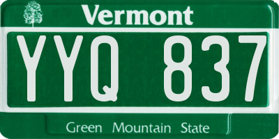 VT license plate YYQ837