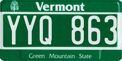 VT license plate YYQ863