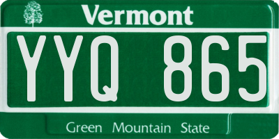 VT license plate YYQ865