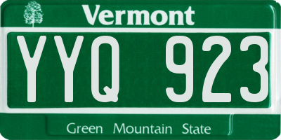 VT license plate YYQ923