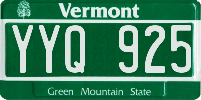 VT license plate YYQ925