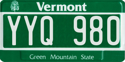 VT license plate YYQ980