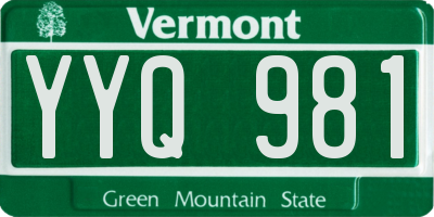 VT license plate YYQ981