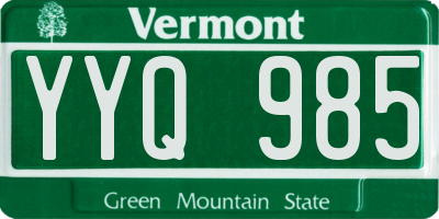 VT license plate YYQ985