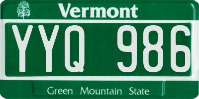 VT license plate YYQ986