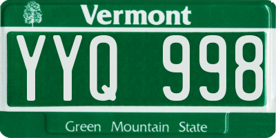 VT license plate YYQ998