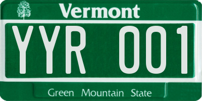 VT license plate YYR001