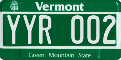 VT license plate YYR002
