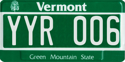 VT license plate YYR006