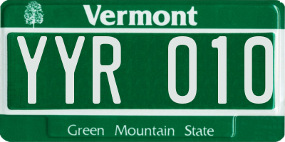 VT license plate YYR010