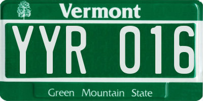 VT license plate YYR016