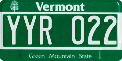 VT license plate YYR022