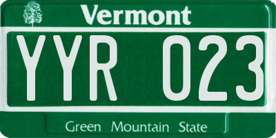 VT license plate YYR023
