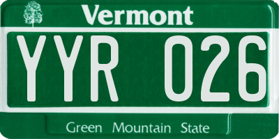 VT license plate YYR026