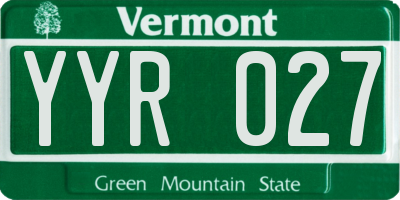 VT license plate YYR027