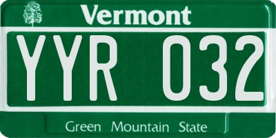 VT license plate YYR032