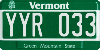 VT license plate YYR033