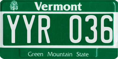 VT license plate YYR036