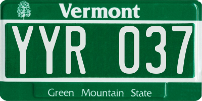 VT license plate YYR037