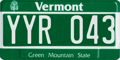 VT license plate YYR043