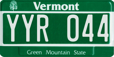 VT license plate YYR044