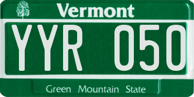 VT license plate YYR050