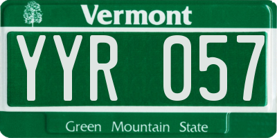 VT license plate YYR057