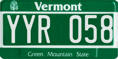 VT license plate YYR058