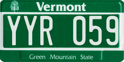 VT license plate YYR059