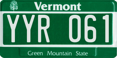 VT license plate YYR061