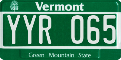 VT license plate YYR065