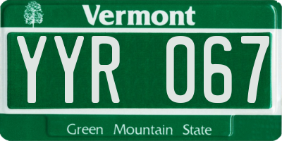 VT license plate YYR067