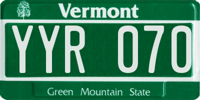 VT license plate YYR070