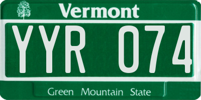 VT license plate YYR074