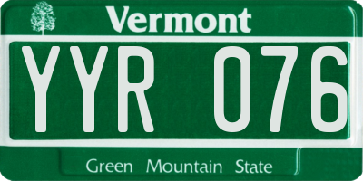 VT license plate YYR076