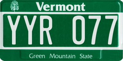 VT license plate YYR077