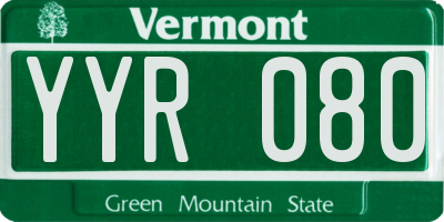 VT license plate YYR080
