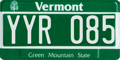 VT license plate YYR085