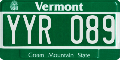 VT license plate YYR089