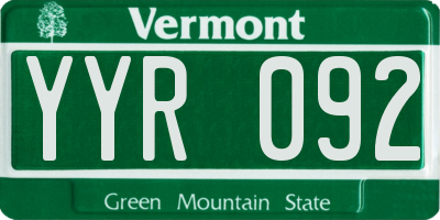VT license plate YYR092