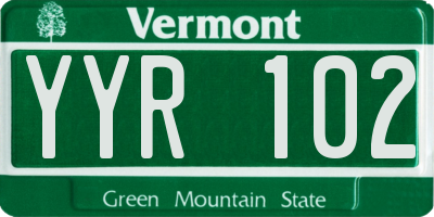 VT license plate YYR102