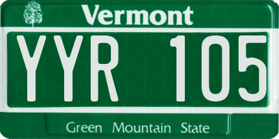 VT license plate YYR105