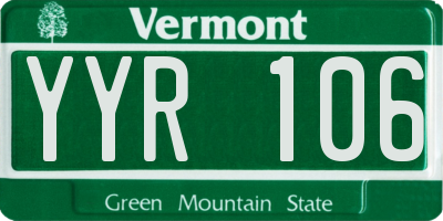 VT license plate YYR106